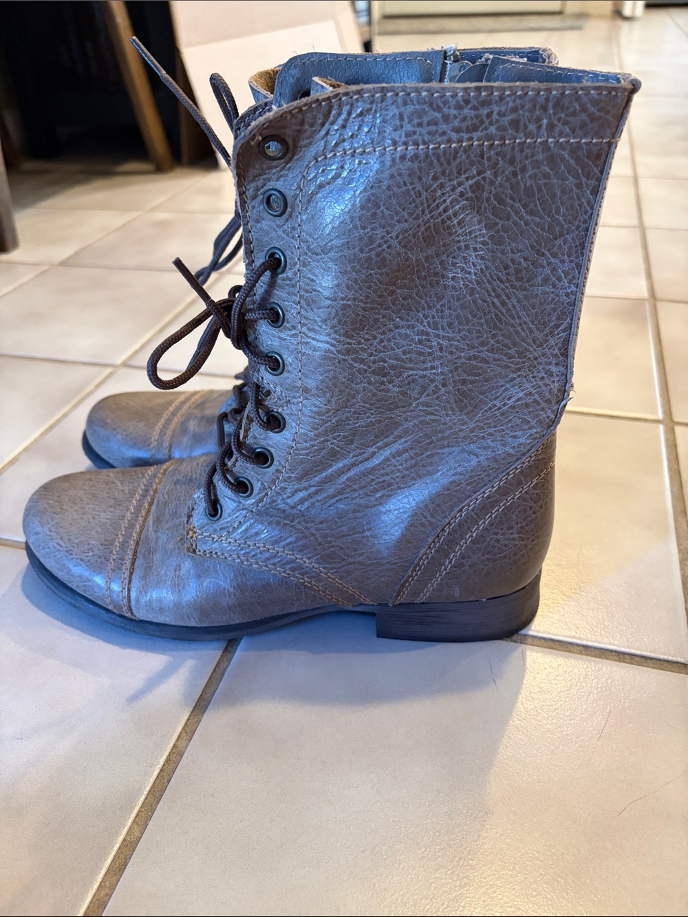 Steve Madden Taupe Lace-Up Women's Combat Boots